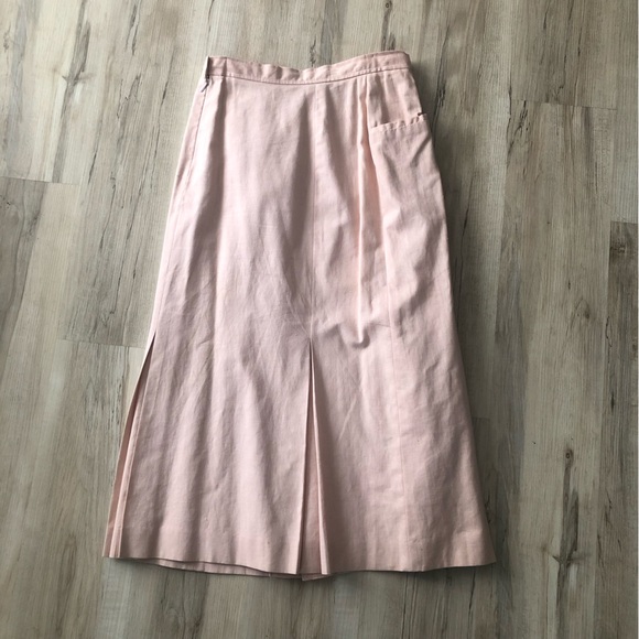 Vintage Linen Blend Evan Picone Soft Pink Maxi Skirt - Picture 10 of 12